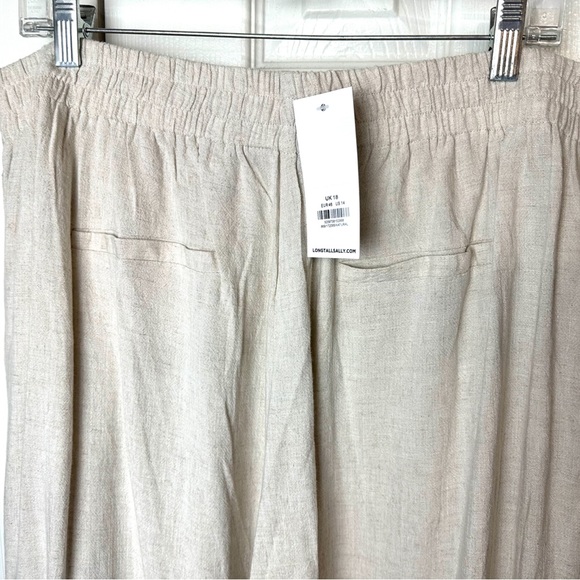 New LONG TALL SALLY Linen Blends Wide Leg Pants Natural Tan Beige High Rise NWT - Picture 8 of 11